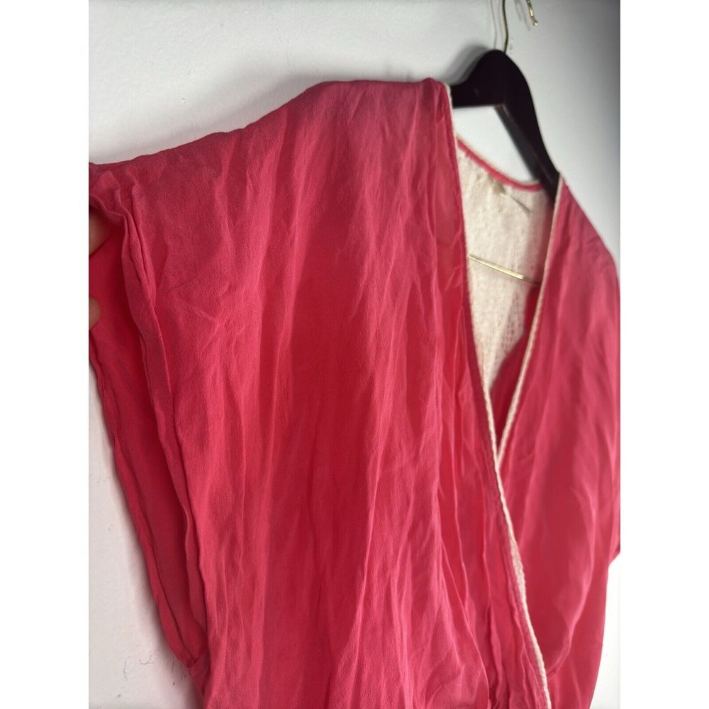 Petticoat Alley 100% Silk Short Sleeve Top Blouse Size Large Pink - Picture 3 of 9